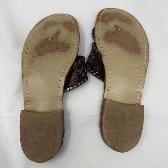 Jack Rogers Womens Flat Sandals Leather Metallic Bronze Slip-On Thong Size 6 - Picture 5 of 7